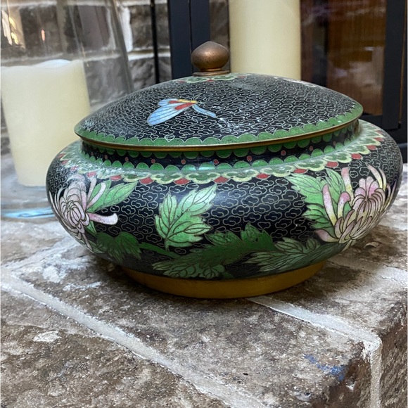 CLOISONNÉ Bowl with Lid - Picture 2 of 10